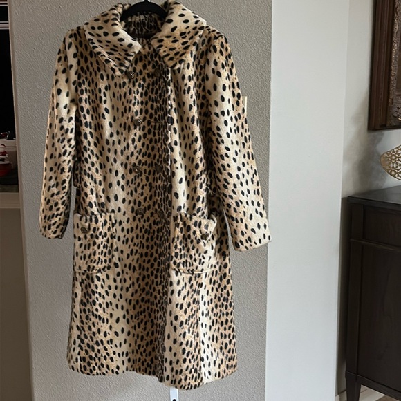 1960S pony hair Faux Leopard Swing Coat - Picture 5 of 15